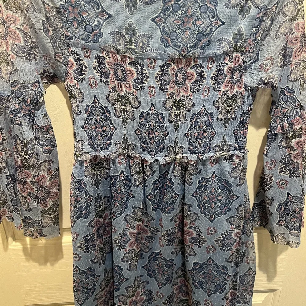 Floral Patterned Dress with Bell Sleeves‎